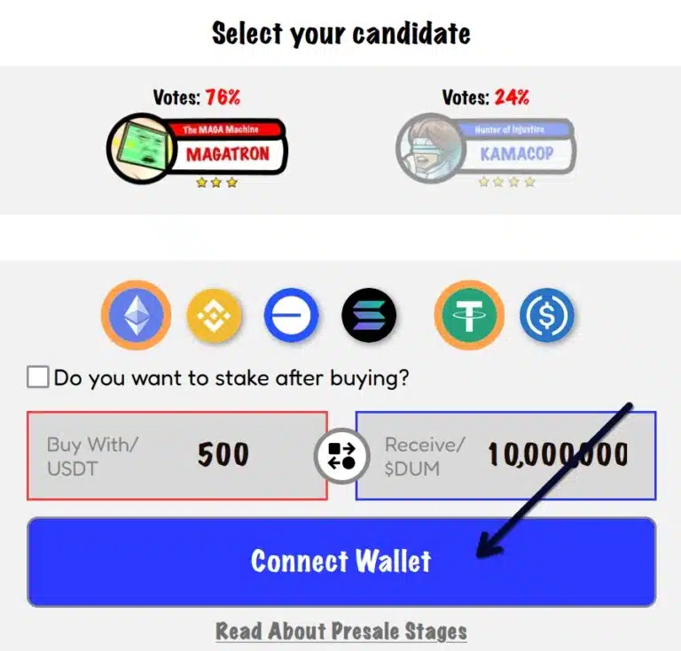 Liên kết ví trên widget