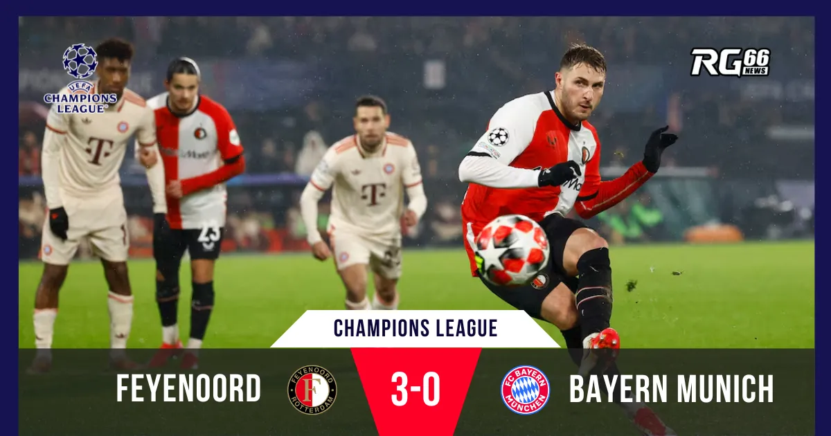 Feyenoord gây sốc khi hạ gục Bayern 3-0 tại Champions League