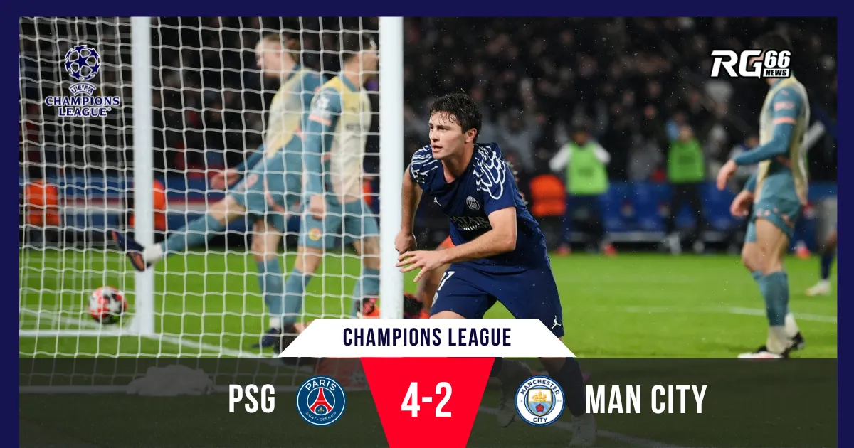 Man City sụp đổ trước PSG trong trận thua kinh hoàng
