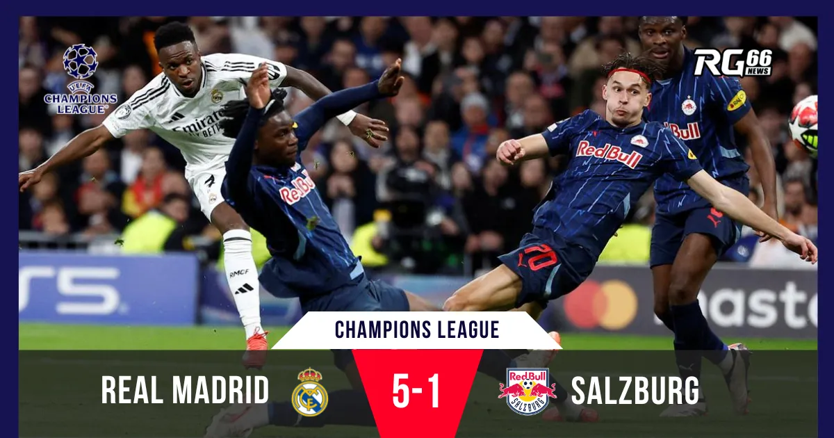 Rodrygo và Vinícius tỏa sáng, Real Madrid hủy diệt Salzburg
