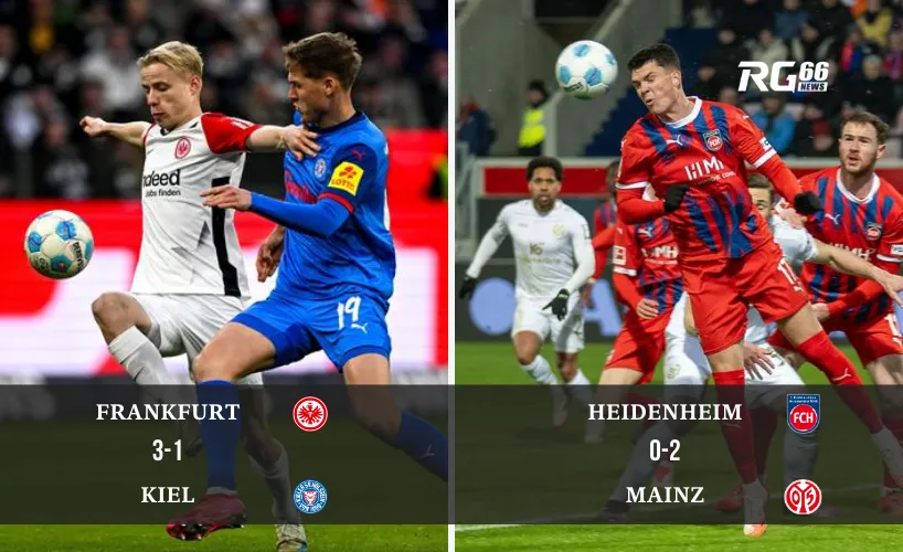 Bundesliga: Frankfurt thắng Kiel, Heidenheim thua Mainz