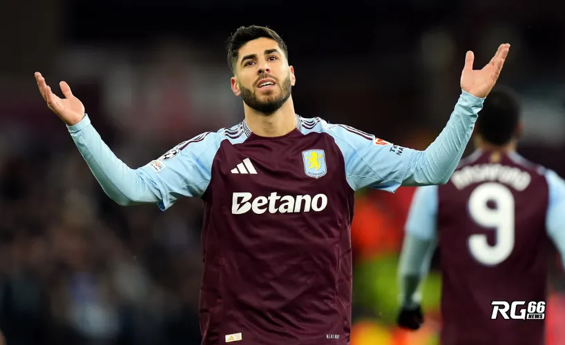 Marco Asensio ăn mừng sau khi lập cú đúp cho Aston Villa