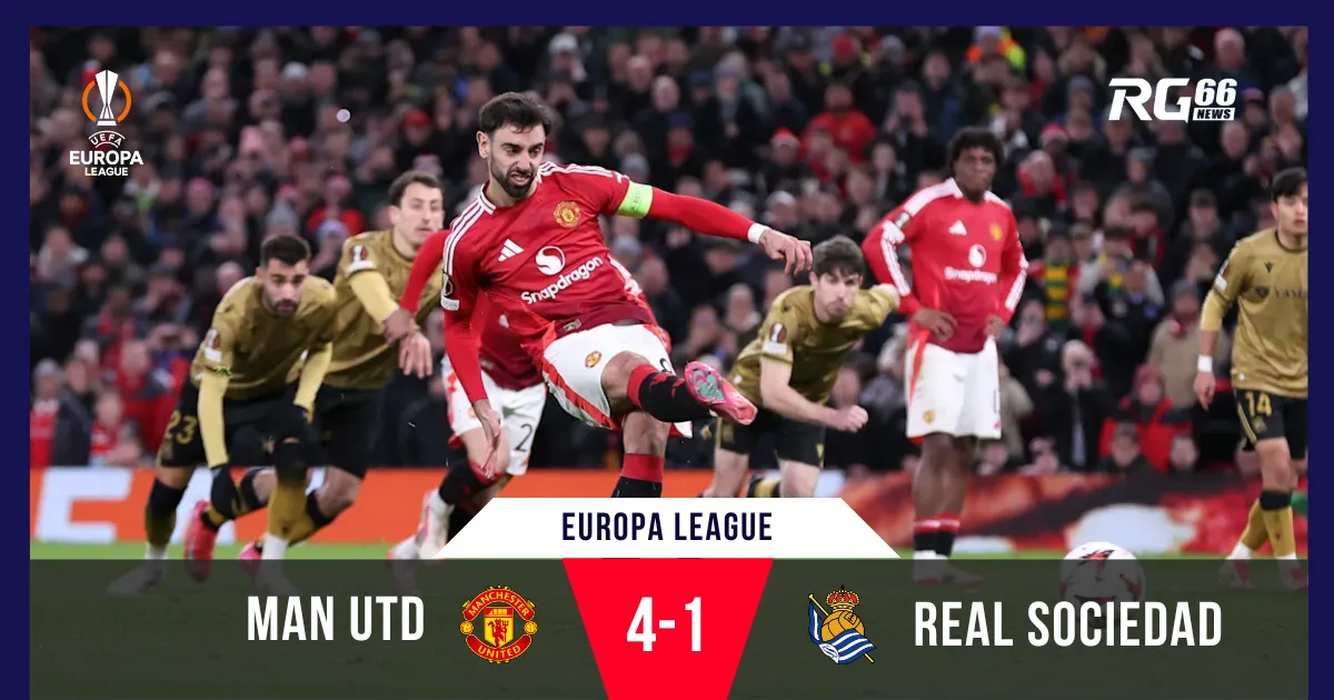 Fernandes lập hat-trick, Man Utd hủy diệt Sociedad đầy bùng nổ