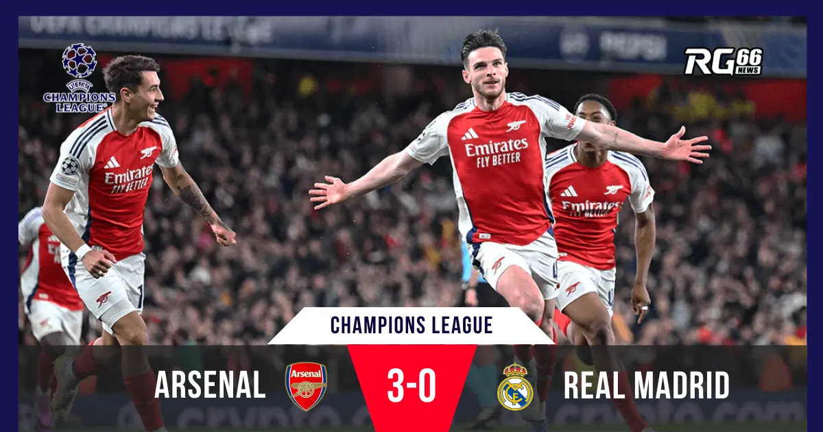 Declan Rice lập cú đúp, Arsenal đánh bại Real Madrid ấn tượng
