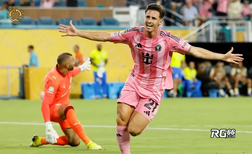 Tadeo Allende ăn mừng sau khi ghi bàn mở tỷ số cho Inter Miami