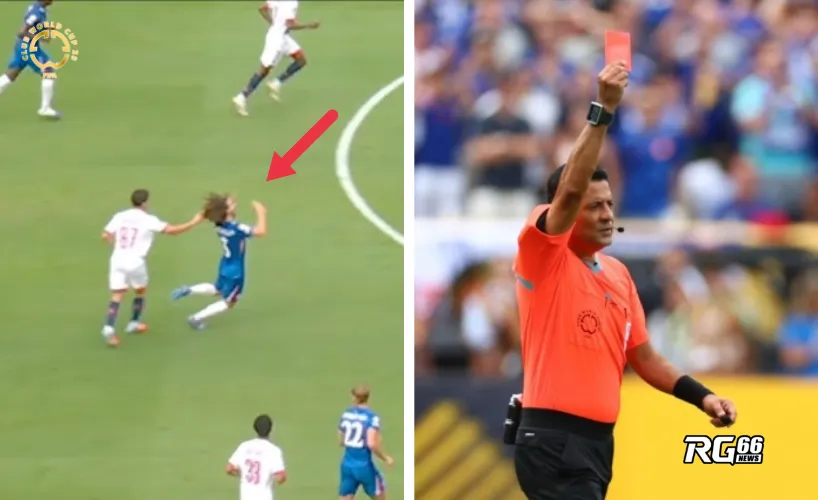 Joao Neves nhận thẻ đỏ sau hành vi éo tóc Cucurella