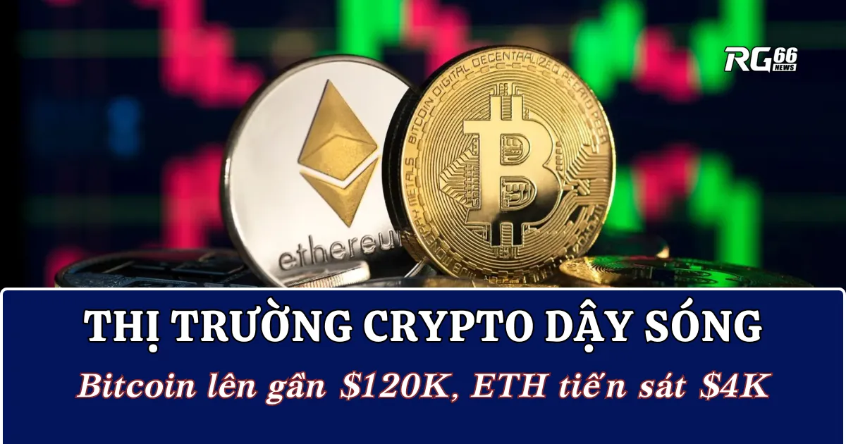 Thị trường Crypto dậy sóng: Bitcoin lên gần $120K, ETH tiến sát 4K