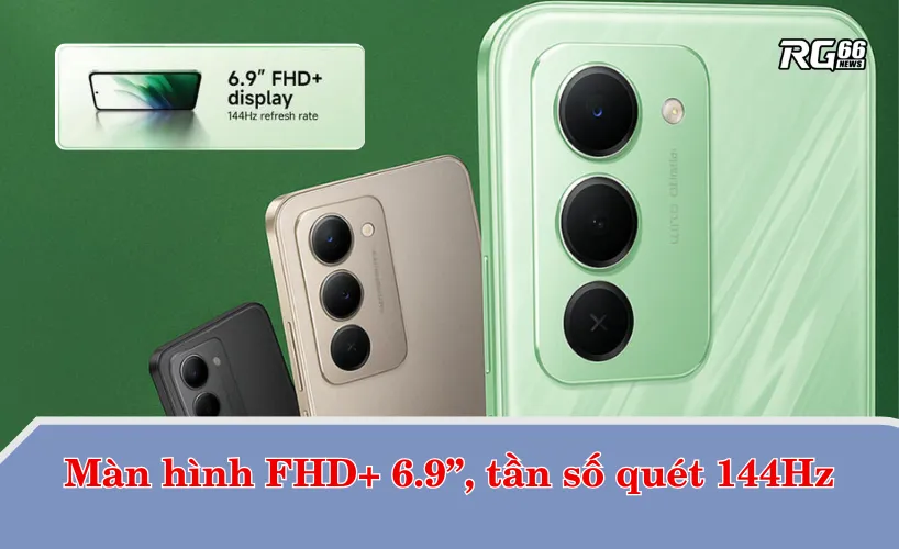 Redmi 15 5G sở hữu màn hình 6.9 inch FHD+ với tần số quét 144Hz