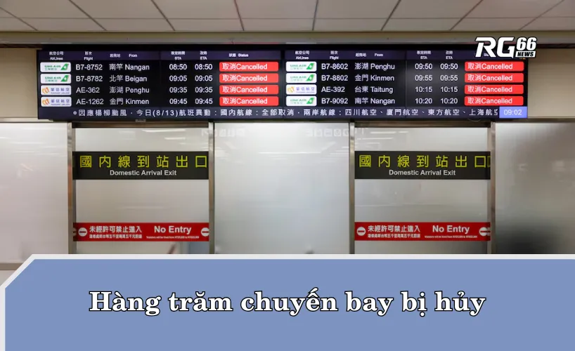 Hàng trăm chuyến bay bị hủy vì bão Podul