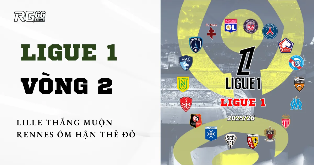 Ligue 1 vòng 2 kịch tính – Lille thắng muộn, Rennes ôm hận thẻ đỏ