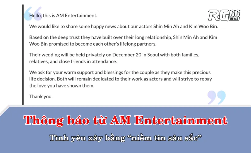 Thông báo từ AM Entertainment: Tình yêu xây bằng “niềm tin sâu sắc”