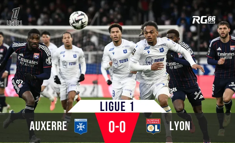 Lyon tiếp tục chuỗi trận không thắng sau trận hòa với Auxerre