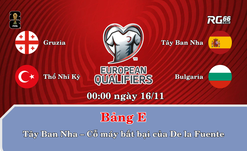 Bảng E: Tây Ban Nha – Cỗ máy bất bại của De la Fuente