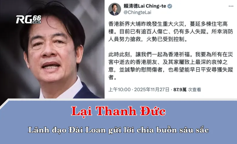 Lãnh đạo Đài Loan gửi lời chia buồn sâu sắc