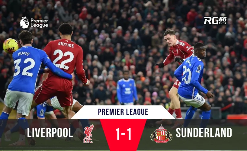 Liverpool tiếp tục trượt dốc với trận hoà 1-1 Sunderland