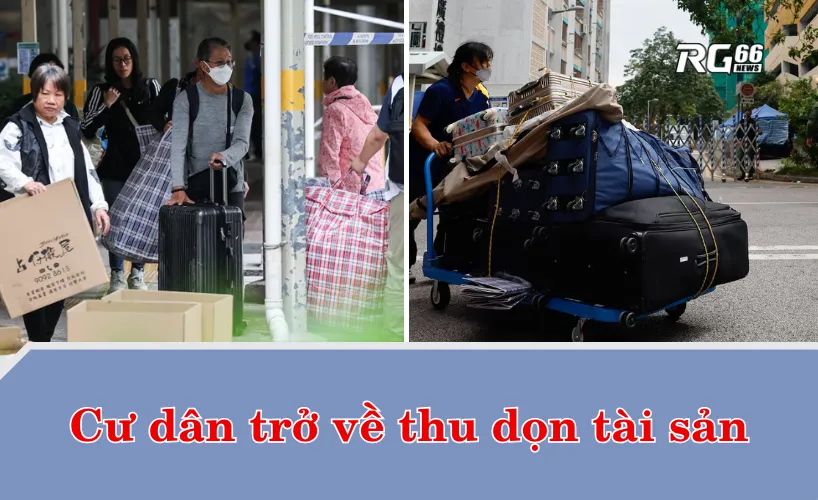 Cư dân trở lại tòa nhà để thu dọn tài sản