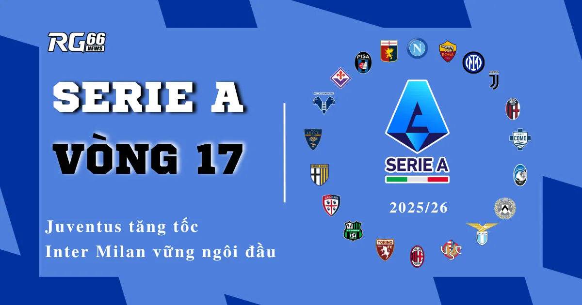 Serie A vòng 17 – Juventus tăng tốc, Inter Milan vững ngôi đầu