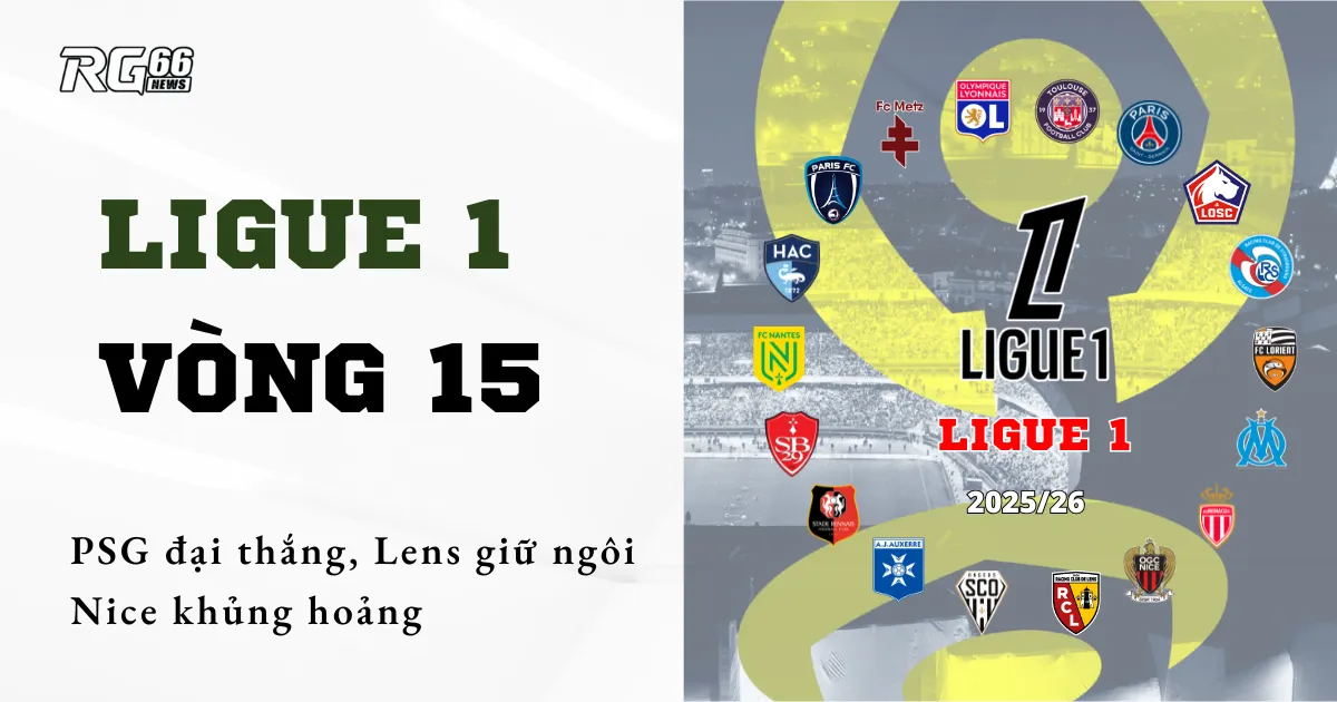Ligue 1 rực lửa – PSG đại thắng, Lens giữ ngôi, Nice khủng hoảng