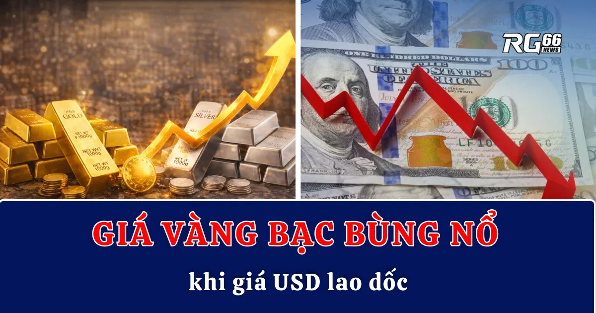 Giá vàng lập đỉnh, giá bạc bùng nổ khi giá USD lao dốc