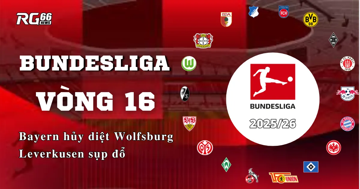 Bundesliga vòng 16 – Bayern hủy diệt Wolfsburg, Leverkusen sụp đổ