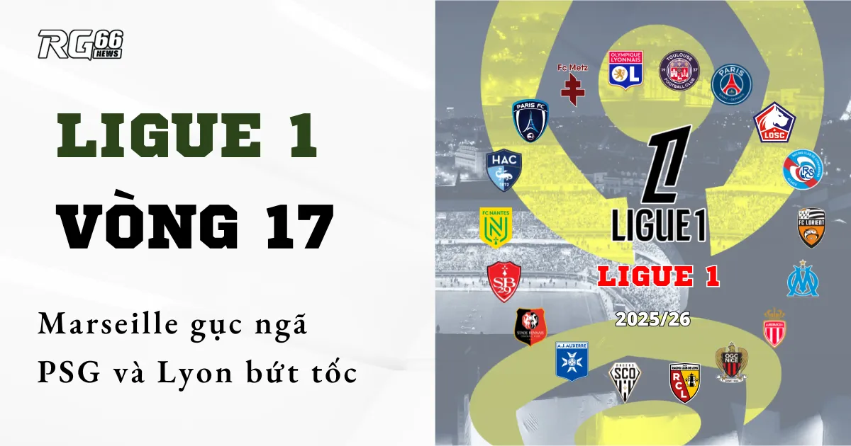 Ligue 1 vòng 17 – Marseille gục ngã, PSG và Lyon bứt tốc