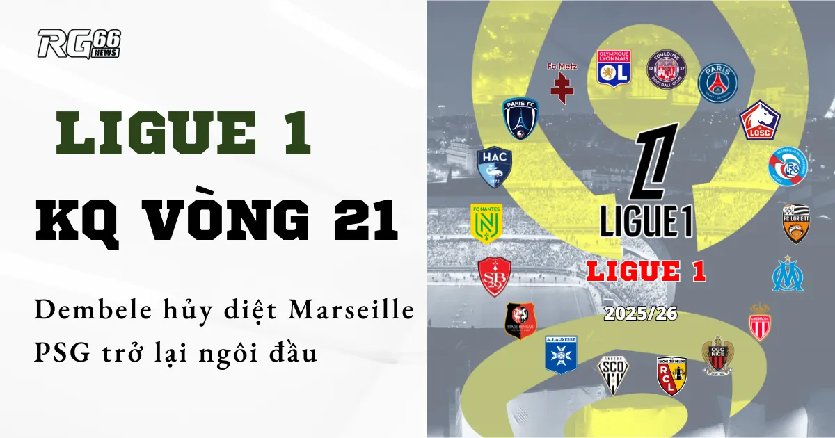 Kết quả Ligue 1 vòng 21 – Dembele hủy diệt Marseille, PSG trở lại ngôi đầu