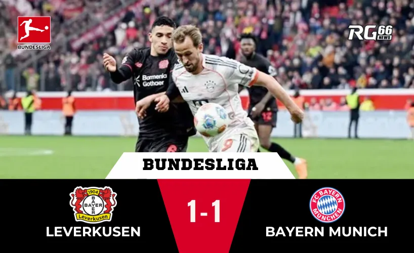 Bayern Munich thoát thua trước Leverkusen dù chỉ còn 9 người