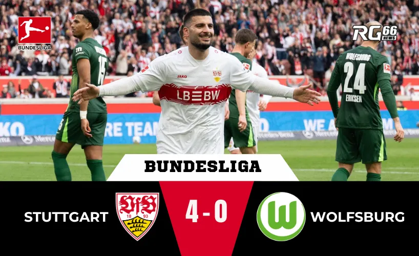 Stuttgart thăng hoa, Wolfsburg rơi tự do