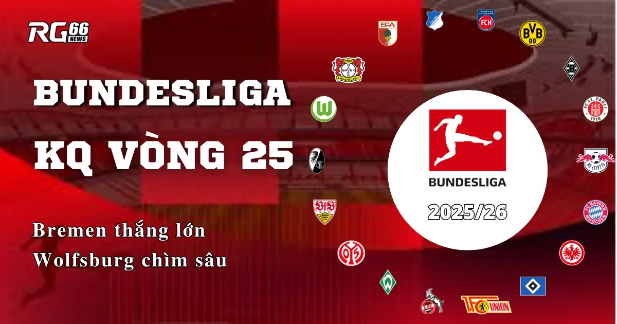 Kết quả Bundesliga vòng 25 – Bremen thắng lớn, Wolfsburg chìm sâu