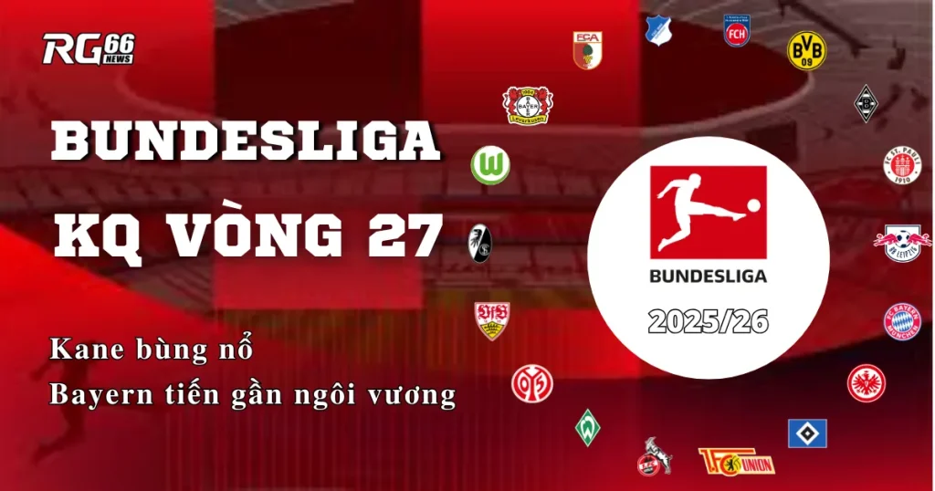 Kết quả Bundesliga vòng 27 – Kane bùng nổ, Bayern tiến gần ngôi vương