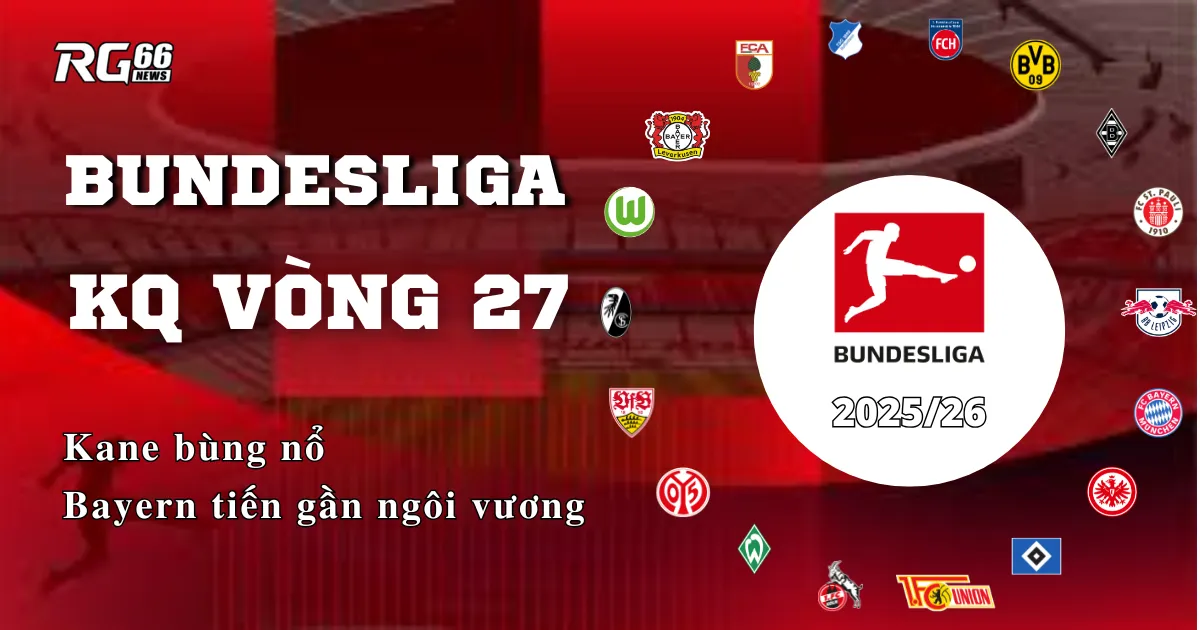 Kết quả Bundesliga vòng 27 – Kane bùng nổ, Bayern tiến gần ngôi vương