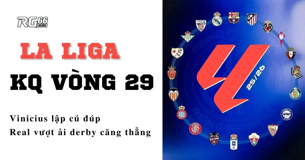 Kết quả La Liga vòng 29 – Vinicius lập cú đúp, Real vượt ải derby căng thẳng