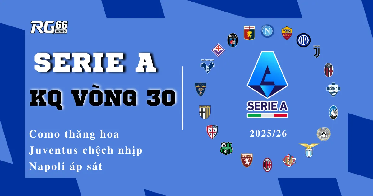 Kết quả Serie A vòng 30 – Como thăng hoa, Juventus chệch nhịp, Napoli áp sát