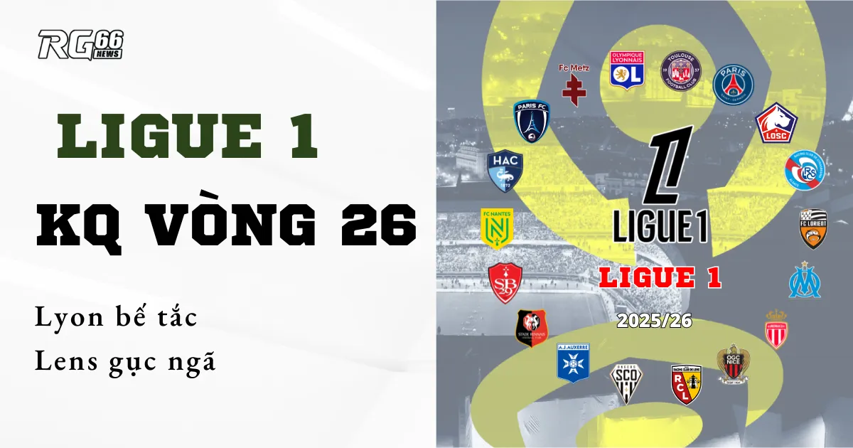 Kết quả Ligue 1 vòng 26 – Lyon bế tắc, Lens gục ngã