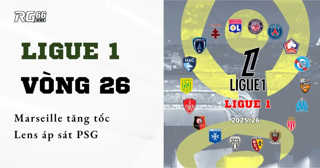Ligue 1 vòng 26 – Marseille tăng tốc, Lens áp sát PSG